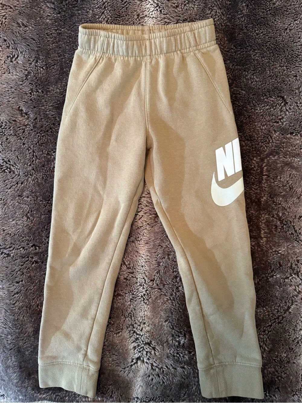 Nike Kids Tan Joggers with White Swoosh
